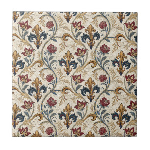 Vintage Barokke Fleur-de-Lis & Rozen Koninklijk Pa Tegeltje