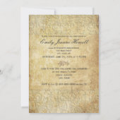 Vintage Baroque Damask Afstuderen Kaart (Achterkant)