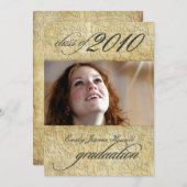 Vintage Baroque Damask Afstuderen Kaart (Voorkant / Achterkant)