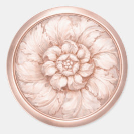 Vintage Baroque Embossed Look Blush Pink Ronde Sticker