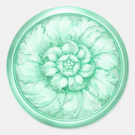 Vintage Baroque Embossed Look Green 10 Ronde Sticker