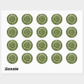 Vintage Baroque Embossed Look Green 9 Ronde Sticker (Vel)
