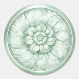 Vintage Baroque Embossed Look Green Ronde Sticker
