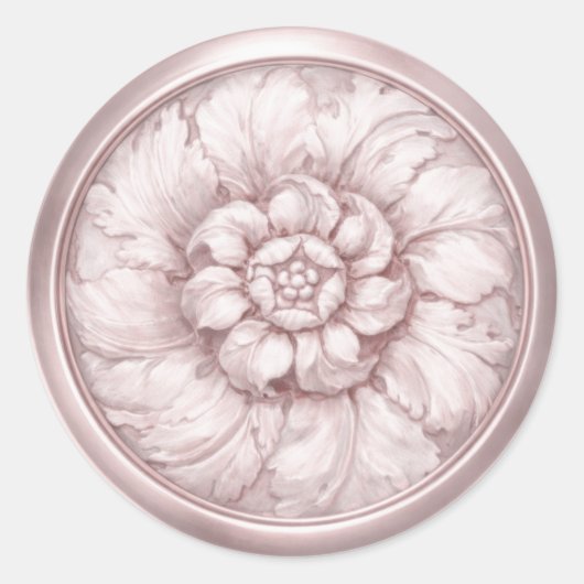 Vintage Baroque Embossed Look Pink 30 Ronde Sticker (Voorkant)