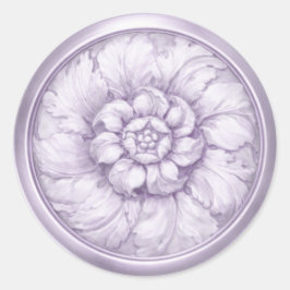 Vintage Baroque Embossed Look Purple 12 Ronde Sticker