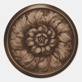 Vintage Baroque Embossed Look Seal Chocolate 2 Ronde Sticker