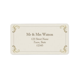 Vintage Baroque Gold Cream Wedding Address Etiket