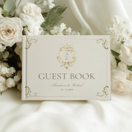 Vintage Baroque Gold Cream Wedding Gastenboek