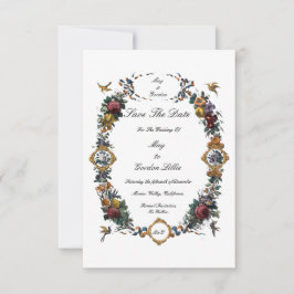 Vintage Baroque Rococo Floral Cartouche Wedding Save The Date