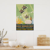 Vintage Barrier Reef Reisposter Print (Keuken)