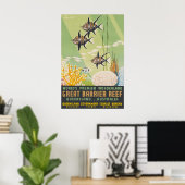 Vintage Barrier Reef Reisposter Print (Thuiskantoor)