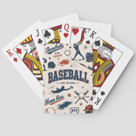 Vintage Baseball Ballpark Game Day Pattern Pokerkaarten (Achterkant)