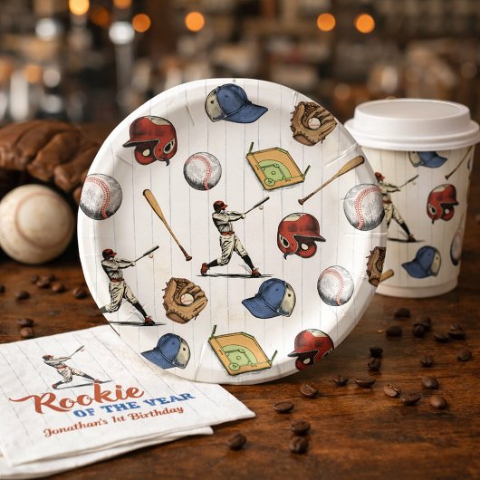 Vintage Baseball Birthday Papieren Bordje