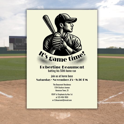 Vintage Baseball Player Men's 50th Birthday Kaart