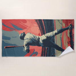 Vintage Baseball Player Silhouette – Retro Stadium Strandlaken