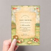 Vintage Baseball Storybook Baby Shower Acryl Uitnodigingen (Insitu (Draagbaar))
