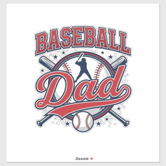 Vintage Baseball Vader T-shirt Ontwerp_1 Sticker (Vel)