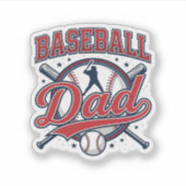 Vintage Baseball Vader T-shirt Ontwerp_1 Sticker (Voorkant)