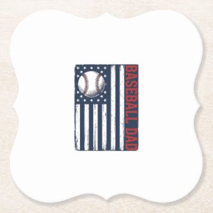Vintage Baseball Vader Vlag Shirt Ontwerp_1 Kartonnen Onderzetters