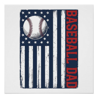 Vintage Baseball Vader Vlag Shirt Ontwerp_1 Perfect Poster