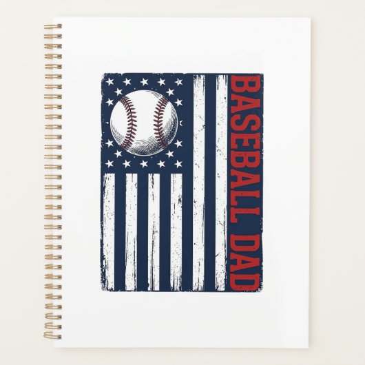 Vintage Baseball Vader Vlag Shirt Ontwerp_1 Planner (Voorkant)