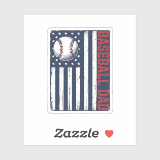Vintage Baseball Vader Vlag Shirt Ontwerp_1 Sticker (Vel)