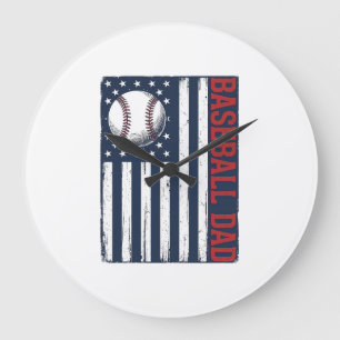 Vintage Baseball Vader Vlag T-shirt Ontwerp_1 Grote Klok