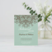 Vintage Basil Blue Rehearsal Dinner Kaart (Staand voorkant)