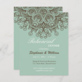 Vintage Basil Blue Rehearsal Dinner Kaart (Voorkant / Achterkant)