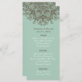 Vintage Basil Blue Wedding Menu Rack Kaart (Voorkant / Achterkant)