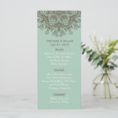 Vintage Basil Blue Wedding Menu Rack Kaart (Staand voorkant)