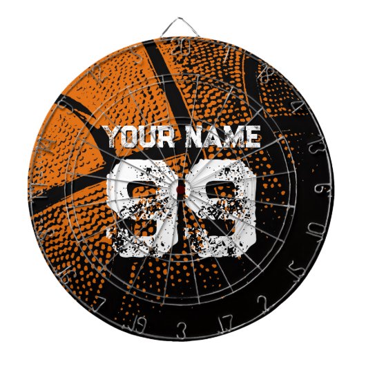 Vintage basketbal dartbord met aangepaste naam (Voorkant)
