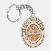 Vintage Basketbal Embleem Sleutelhanger (Voorkant Links)