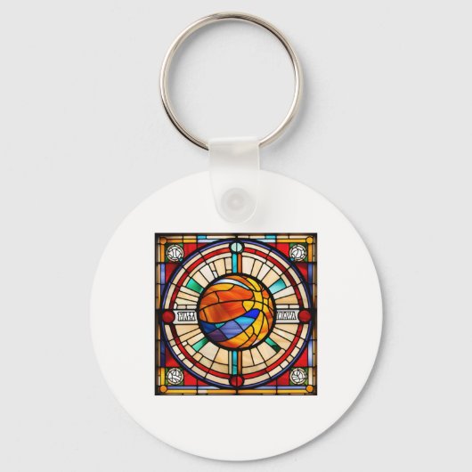 Vintage Basketbal Logo Sleutelhanger (Voorkant)