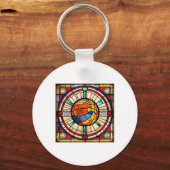 Vintage Basketbal Logo Sleutelhanger (Voorkant)