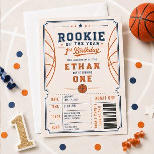 Vintage Basketbal Rookie of the Year 1e Verjaardag Kaart