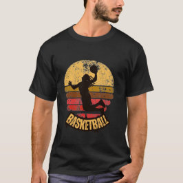 Vintage Basketbal Zonsondergang Silhouet | Retro S T-shirt