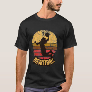 Vintage Basketbal Zonsondergang Silhouet | Retro S T-shirt