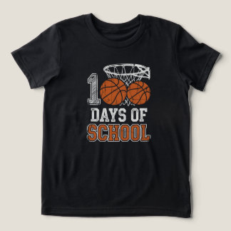 Vintage Basketball 100th Day of School Sports Boys Tri-Blend Shirt