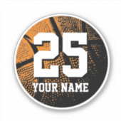 Vintage basketbalshirt nummer vinyl sticker  (Voorkant)