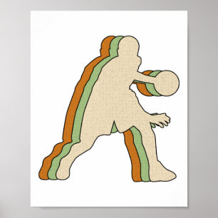 Vintage Basketbalspeler - Retro Beweging Dribbel A Poster