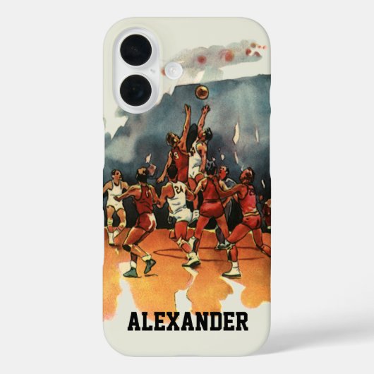 Vintage Basketbalwedstrijd, Basketballers Case-Mate iPhone Case (Achterkant)