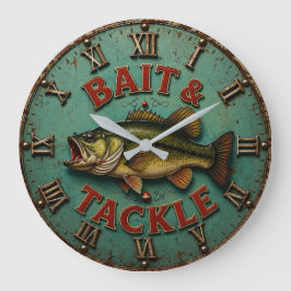 Vintage Bass Fishing Rustic Lake Cabin Angler Grote Klok