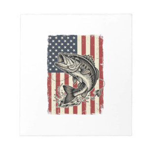 Vintage Bass Vissen Amerikaanse Vlag Shirt Ontwerp Notitieblok