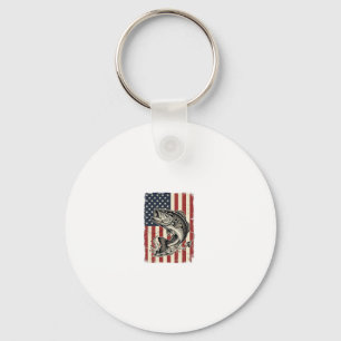 Vintage Bass Vissen Amerikaanse Vlag Shirt Ontwerp Sleutelhanger