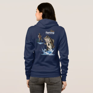 Vintage Bassvissers Grafische Kunst [Donkere modus Hoodie