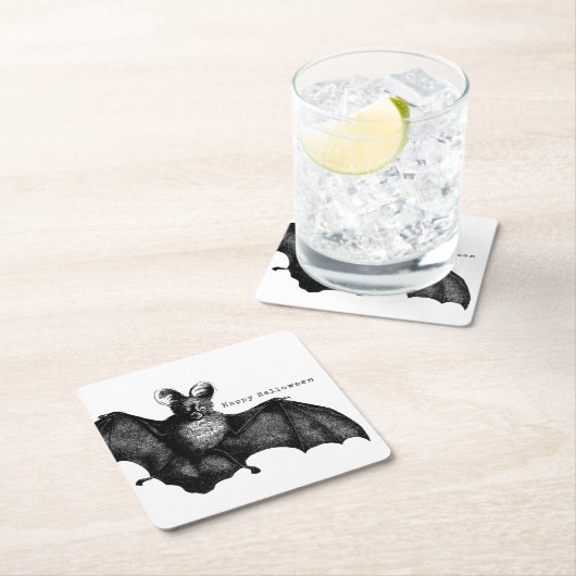 Vintage Bat Halloween Kartonnen Onderzetters (Insitu)