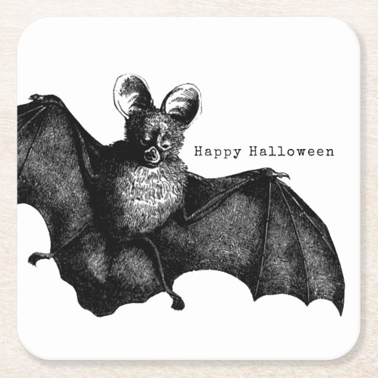 Vintage Bat Halloween Kartonnen Onderzetters (Voorkant)