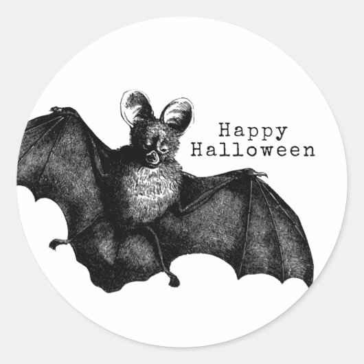Vintage Bat Halloween Ronde Sticker (Voorkant)