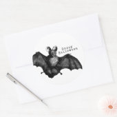 Vintage Bat Halloween Ronde Sticker (Envelop)